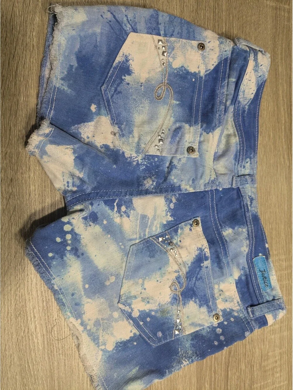 Justice Premium Jeans Girls' Denim Shorts Size 16R Tie-Dye Pattern